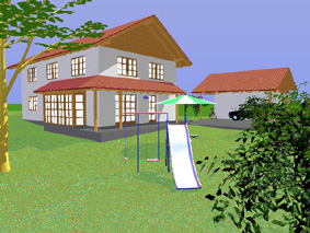 3d-Visualisierung von der Gartenseite her